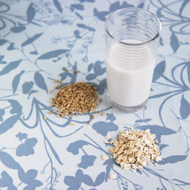 Almond milk in glass — Stock Photo