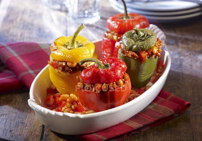 Peppers filled with beans — Stock Photo