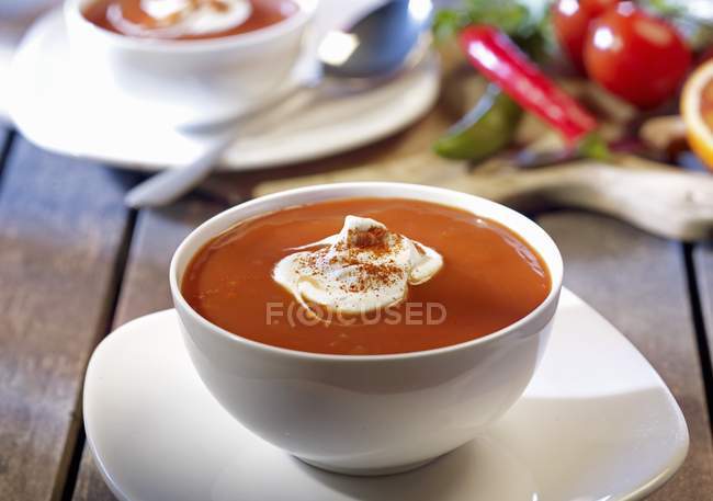 Spicy tomato soup — Stock Photo