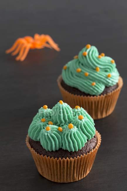 Schokoladen-Cupcakes zu Halloween — Stockfoto
