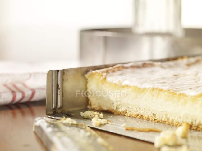 Coconut-quark cake in baking tin — Stock Photo