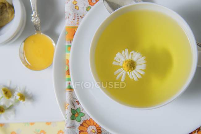 Taza de té de manzanilla - foto de stock