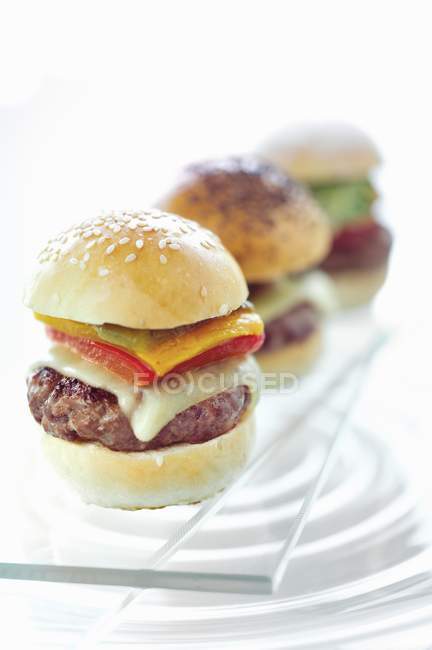 Tre mini hamburger — Foto stock