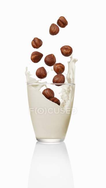 Hazelnut milk in glass — Stock Photo