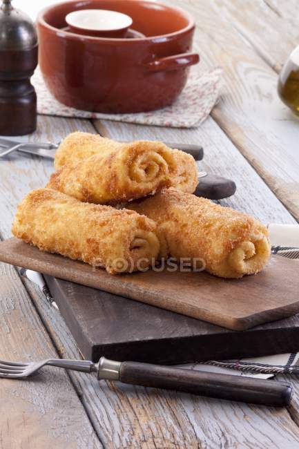 Breaded pancake rolls — Stock Photo