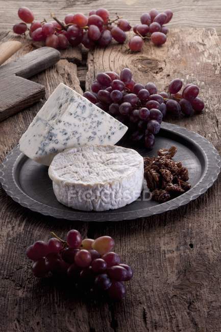 Бри и голубой сыр — стоковое фото