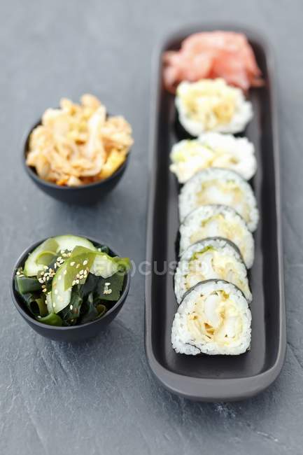 Sushi with squid in tempura — Stock Photo