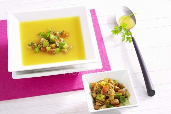Turnip soup with pork — Stock Photo