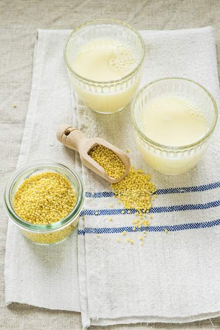 Millet milk and millet — Stock Photo