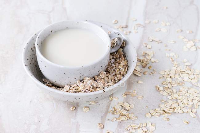 Cup of oat milk — Stock Photo