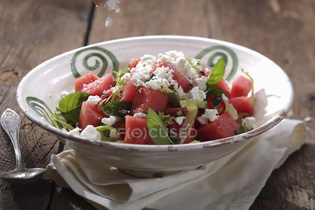 Watermelon salad with feta — Stock Photo