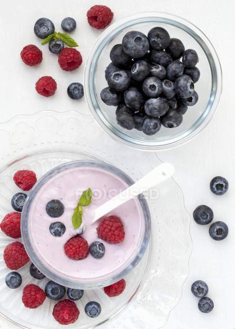 Миска фруктового йогурта — стоковое фото