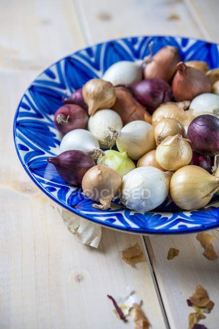 Different coloured onions — Stock Photo