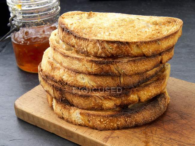 Stack of baked toasts — Stock Photo