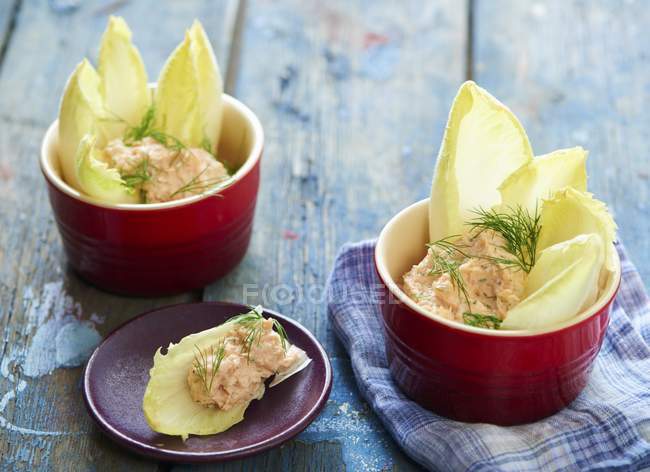 Salmon mousse with chicory — Stock Photo