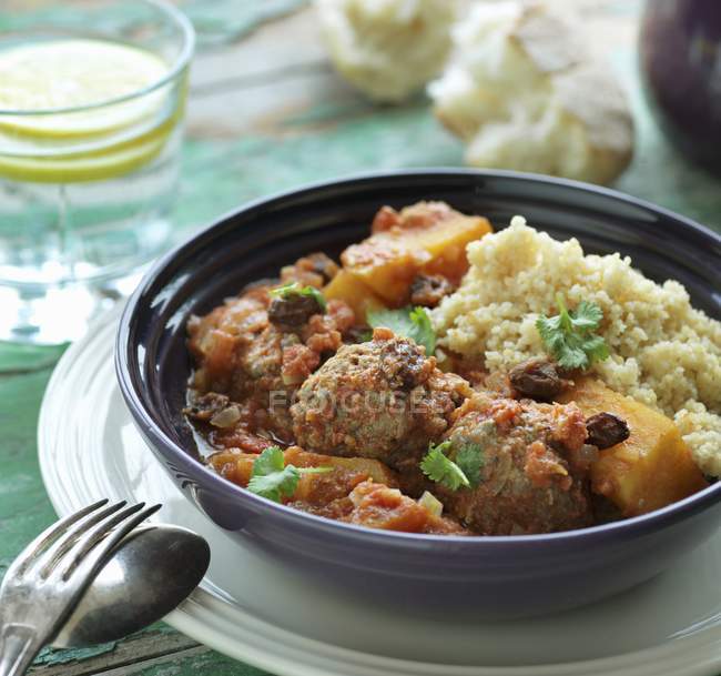 Lamb meatballs with couscous — Stock Photo