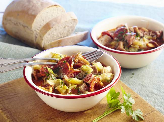 Sauerkraut stew with meat — Stock Photo