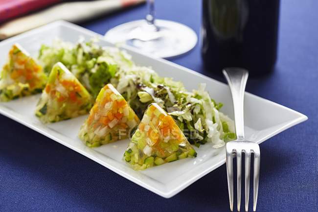 Vegetable aspic with salad — Stock Photo