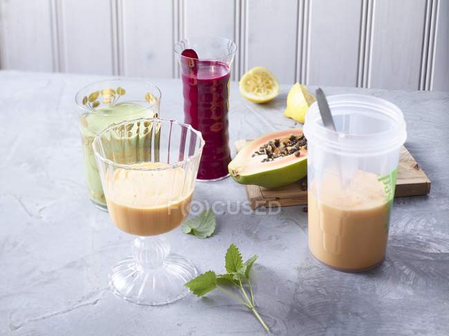 Various shakes and ingredients — Stock Photo