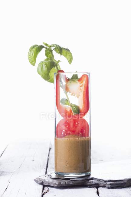 Basil smoothie in glass — Stock Photo