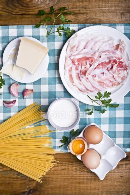 Ingredienti per pasta carbonara — Foto stock