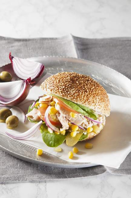 Tuna fish burger — Stock Photo