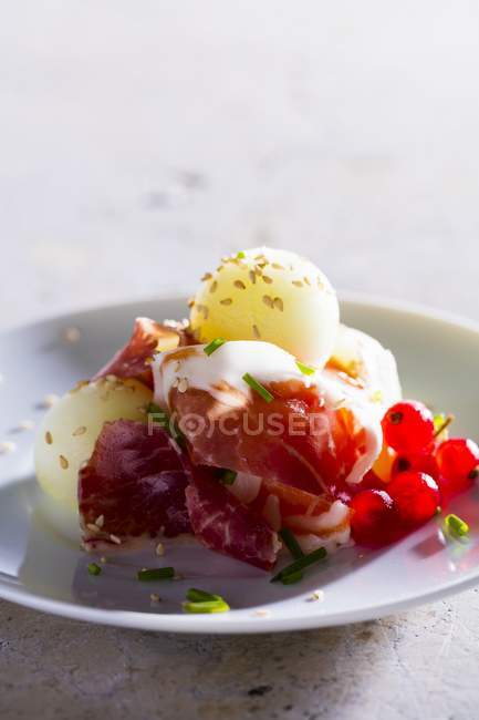 Prosciutto aux boules de melon — Photo de stock