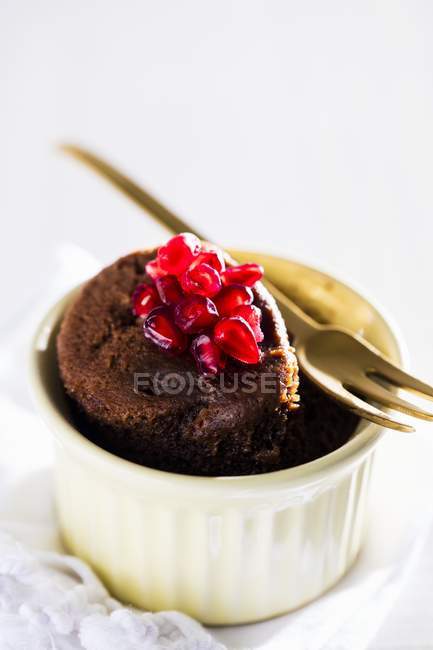 Microwave cake with spoon — Stock Photo