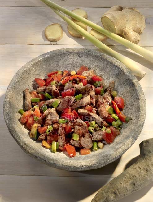 Spicy beef with ginger — Stock Photo