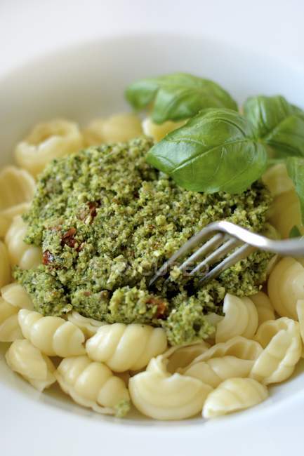 Gnocchi pasta with broccoli pesto — Stock Photo