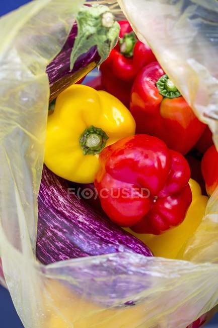 Fresh peppers and aubergines — Stock Photo