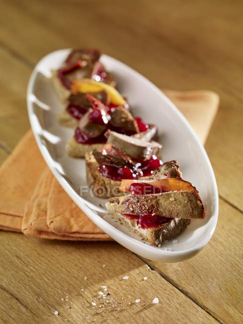 Canaps with chicken liver — Stock Photo