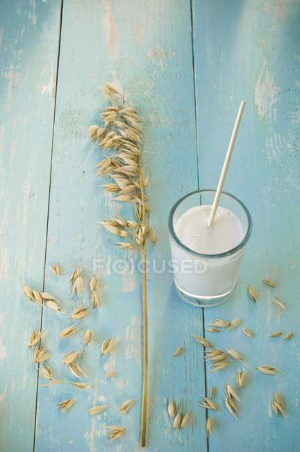 Glass of oat milk — Stock Photo