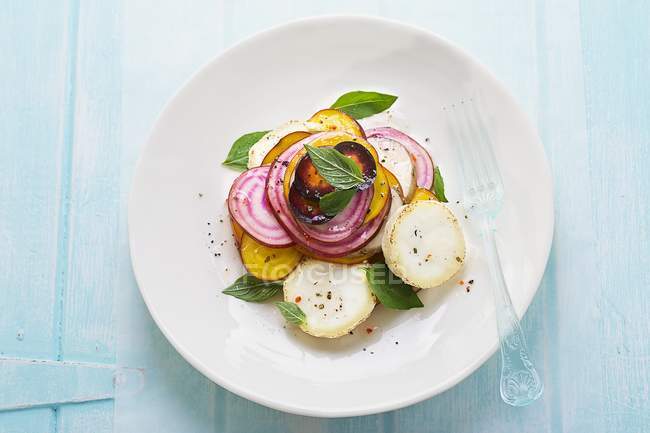 Gemüsesalat mit Kräutern auf Teller — Stockfoto