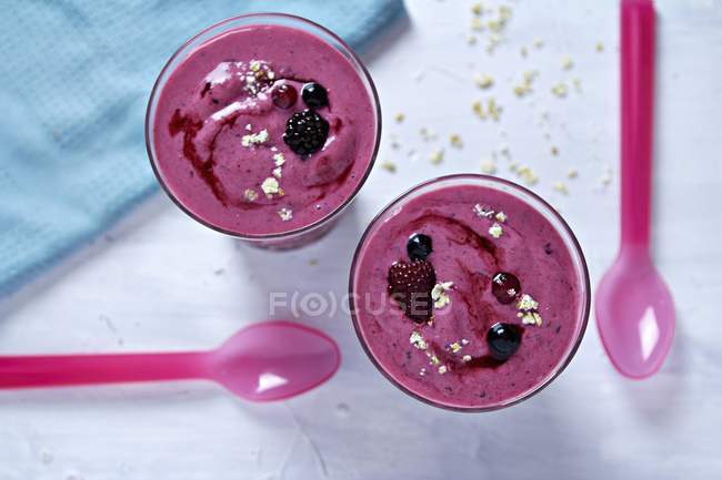 Two berry smoothies — Stock Photo