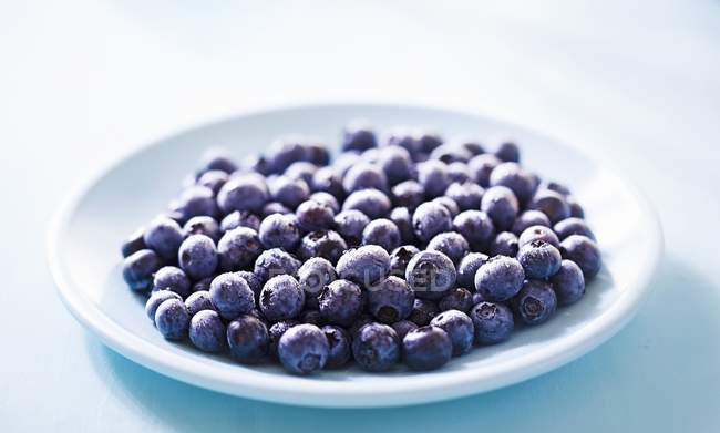 Plate of fresh blueberries — Stock Photo