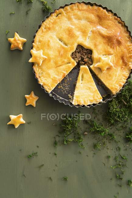 Christmas meat pie — Stock Photo