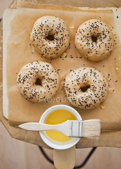 Bagels with black seeds — Stock Photo