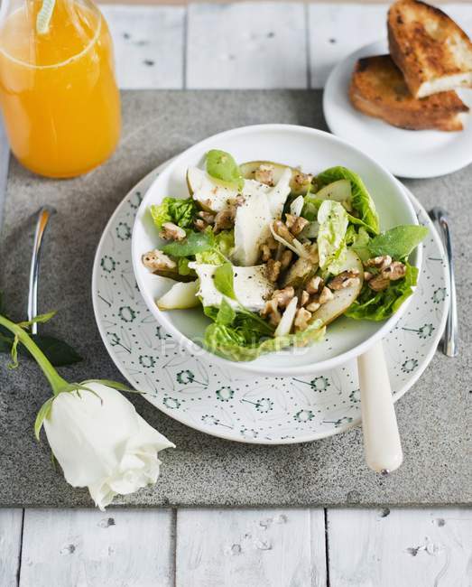 Mixed leaf salad with fennel and camembert — Stock Photo