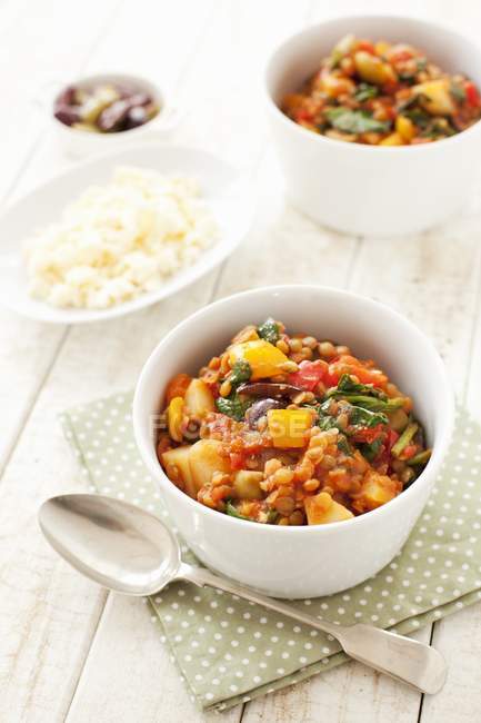 Lentil and olive stew — Stock Photo