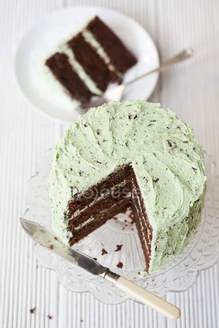Gâteau aux pépites de chocolat menthe — Photo de stock
