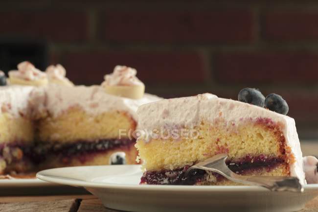 Blueberry cream cake — Stock Photo