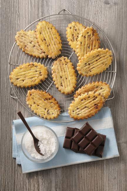 Sable biscuits with chocolate — Stock Photo