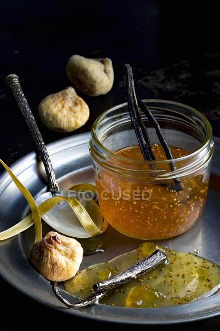 Fig jam with vanilla — Stock Photo