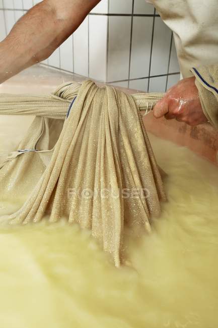 Mountain cheese being made — Stock Photo