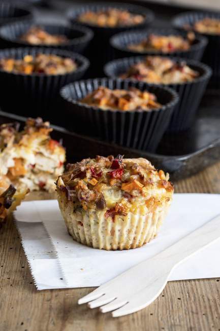 Savory muffins with peppers — Stock Photo