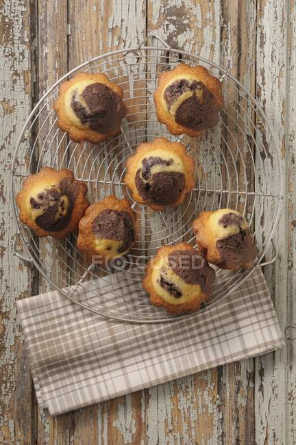Chocolate Madeleines on cooling rack — Stock Photo