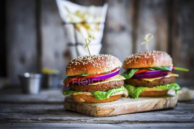 Homemade ham burgers — Stock Photo