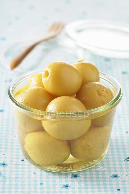 Salted lemons in jar — Stock Photo