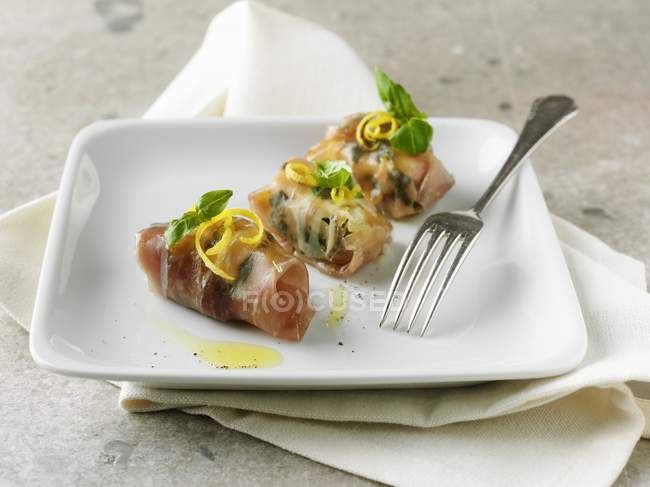 Parma ham rolls — Stock Photo